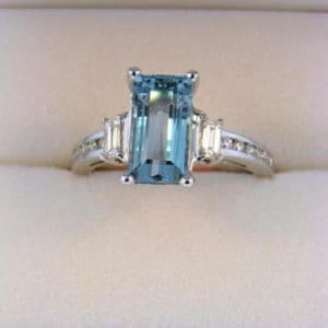 Baguette Cut Aquamarine Ring