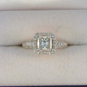 CroppedImage400400 1.00ct SI H Princess Diam Halo Ring