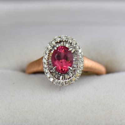 Sunset Pink Spinel & Diamond Ring