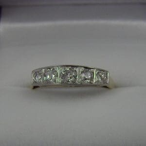 Edwardian 5 Stone Diamond Band Platinum over Gold 1