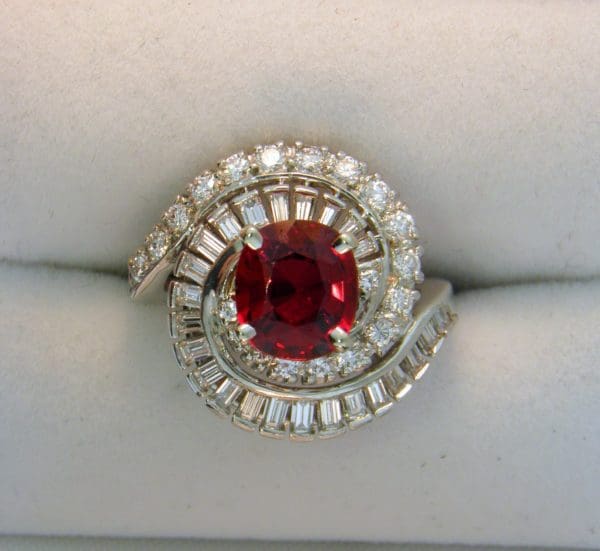 Mid Century Cocktail Ring with Gem Red Spinel 1