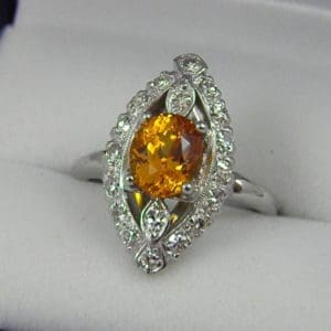 Mid Century Yellow Sapphire and Diamond Ring 1