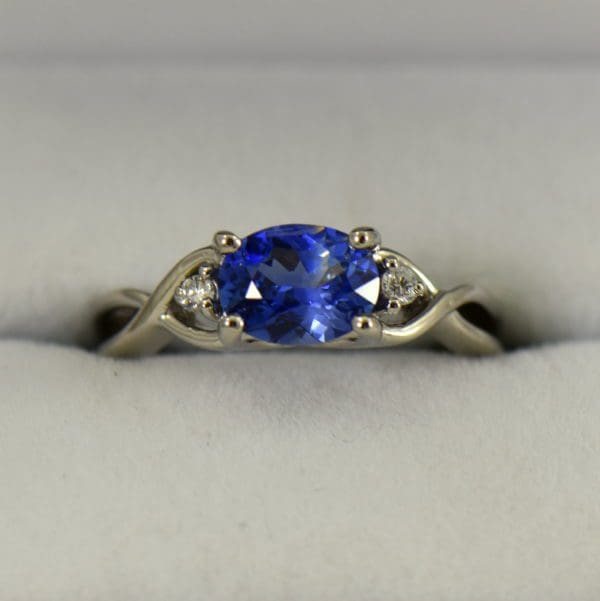 Sapphire & Diamond Engagement Ring in Palladium