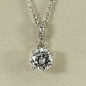 1ct Round Diamond White Gold Pendant VS2 G