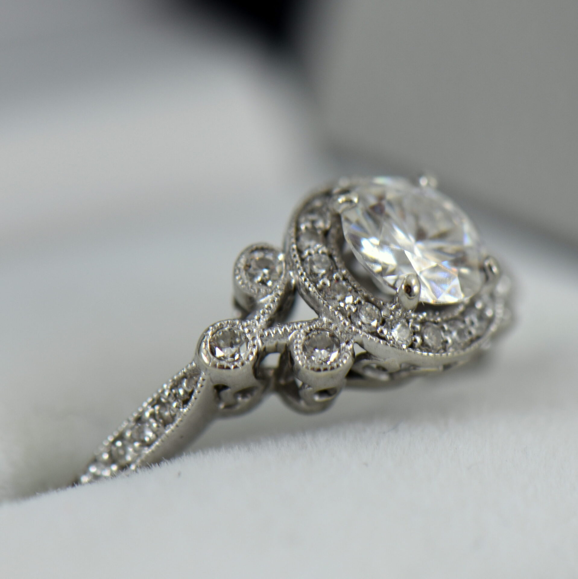 Vintage Style Halo Engagement Ring With Round Moissanite Exquisite Jewelry For Every Occasion