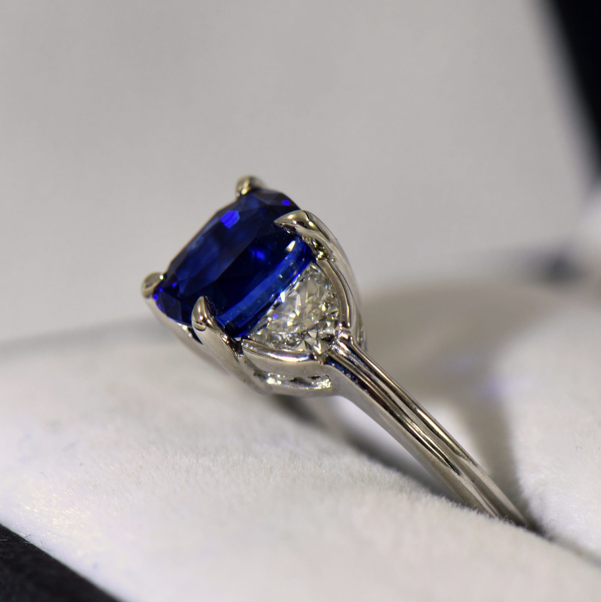 Royal Blue Sapphire And Diamond Engagement Ring In Platinum Exquisite