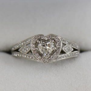 Heart Shape Diamond Halo Ring Platinum 3