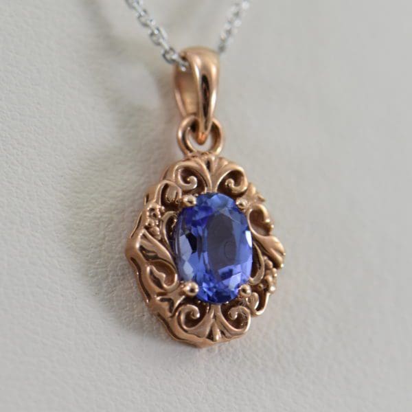 tanzanite rose gold pendant