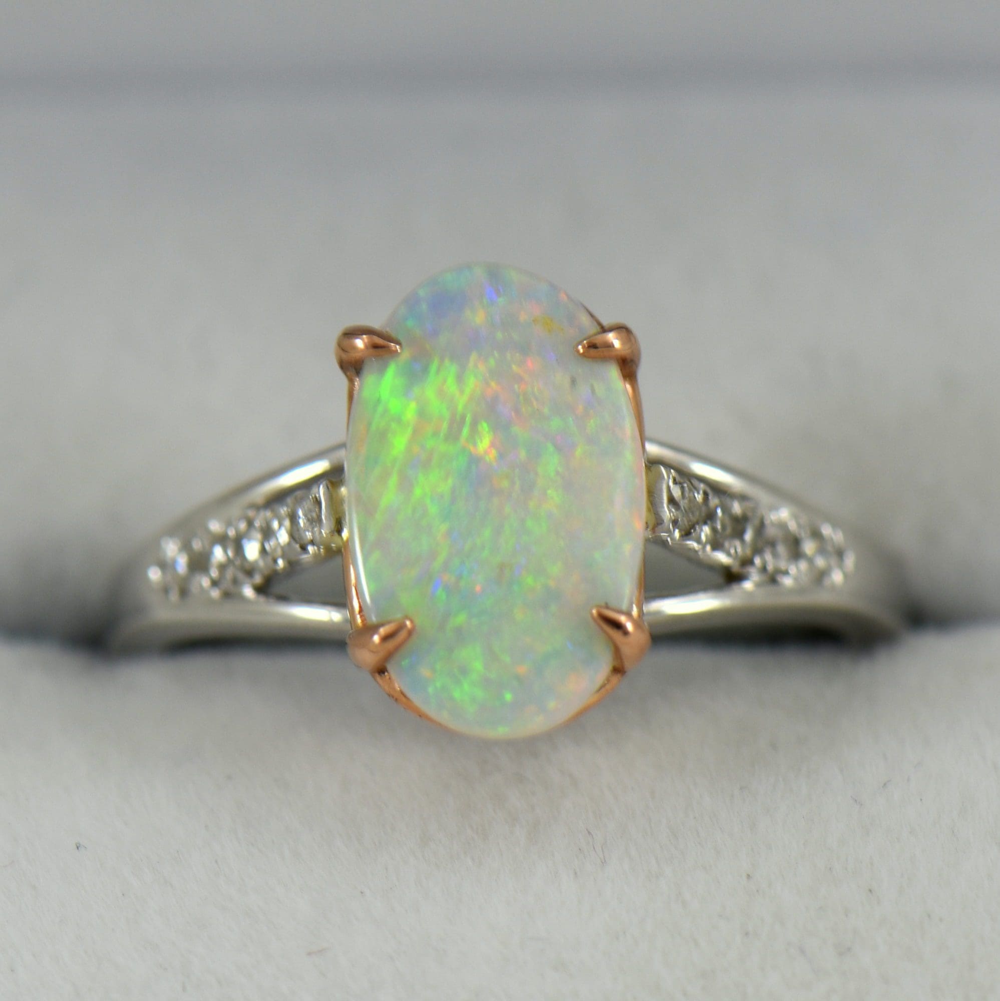 Australian Opal and Diamond Engagement Ring
