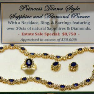 Princess Diana Style Sapphire and Diamond Necklace Set