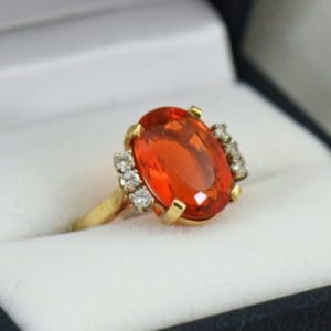 Mandarin Orange Mexian Fire Opal Cocktail Ring