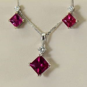 Pinkish Red Rubellite Tourmaline Pendant  Earrings Set 2