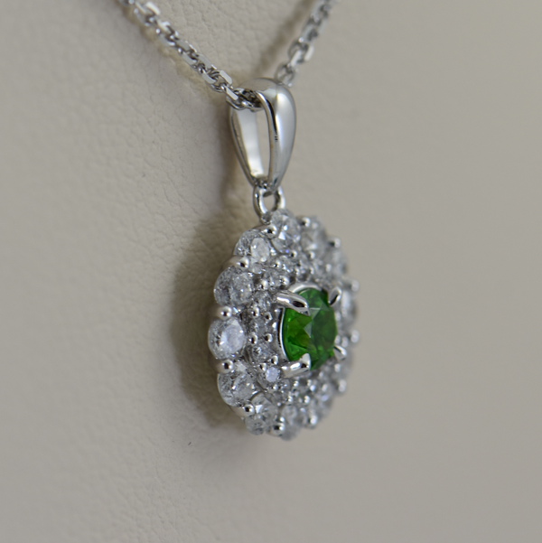 Demantoid Green Garnet & Diamond Halo Pendant | Exquisite Jewelry for ...