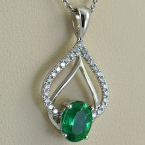 Zambian Emerald and Diamond Pendant 3