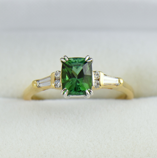 Afghan Green Tourmaline & Diamond Engagement Ring | Exquisite Jewelry ...