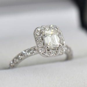 Emerald Cut Diamond Halo Engagement Ring