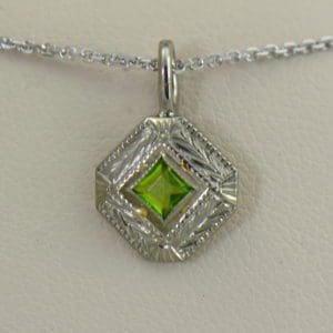 Deco Square Cut Peridot Pendant Pin Conversion.JPG