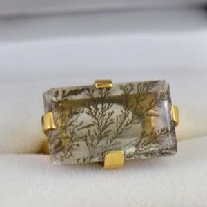 Estate Custom 18k Dendritic Agate Gents ring.JPG