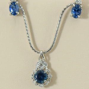 Santa Maria Deep Blue Aquamarine Pendant  Earring Set.JPG