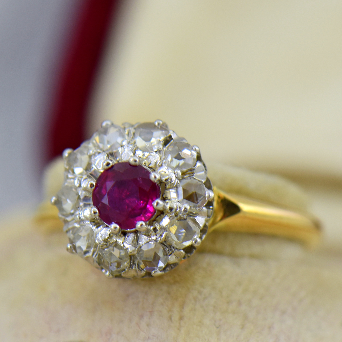 1.5ct Red Ruby Engagement Ring Set 14K Yellow Gold Vintage Ruby Ring  Antique Floral Diamond Matching Band Birthstone Ring Anniversary Gifts -  Etsy