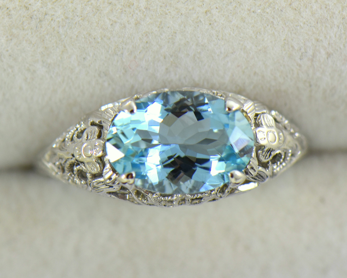 Buy Vintage Aquamarine Ring Sterling Silver Ring March Birthstone Aquamarine  Engagement Ring Promise Ring-anniversary Gift for Her Online in India - Etsy