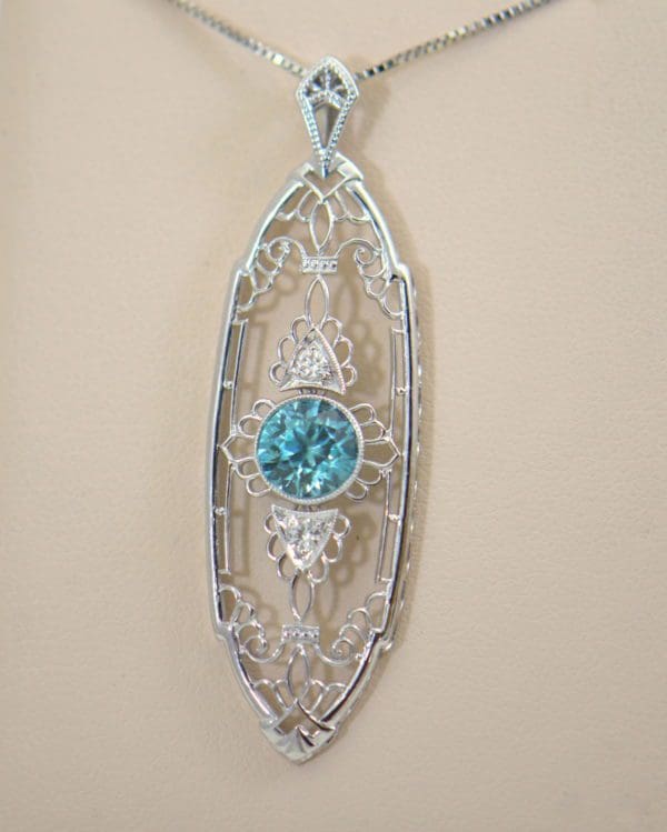 Deco Blue Zircon Pendant with White Gold Filigree.JPG