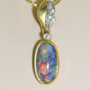 Lightning Ridge Black Opal Nobby Double Sided Spinning Pendant 18k