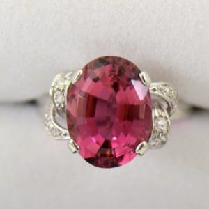 Mid Century Rosy Pink Tourmaline Cocktail Ring.JPG