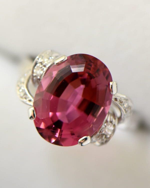 Mid Century Rosy Pink Tourmaline Cocktail Ring 4.JPG