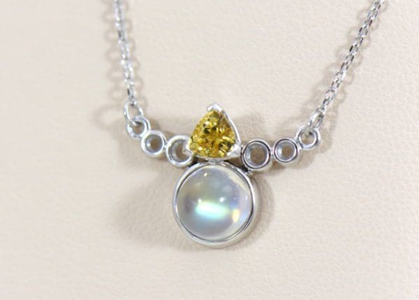 Moonstone Yellow Garnet Necklace in White Gold.JPG