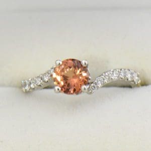 Diane s Apricot Peach Natural Sapphire Diamond Swirl Ring.JPG