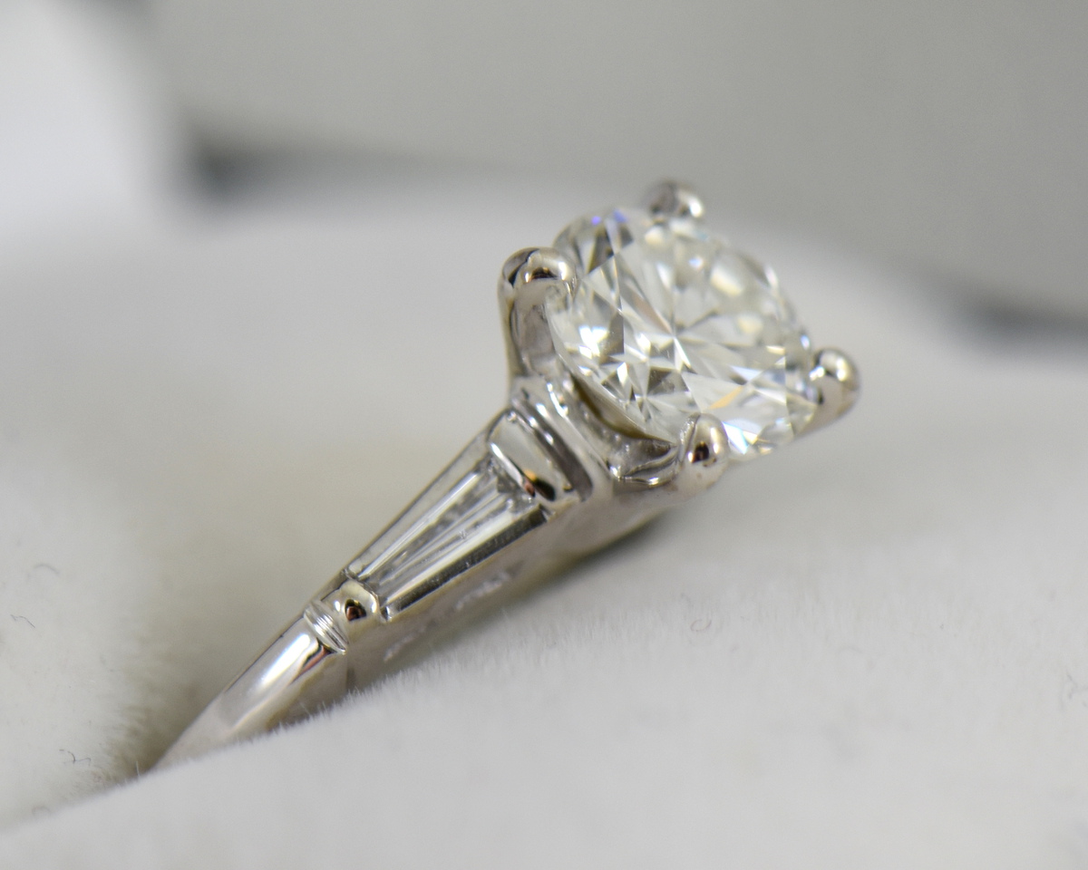 Mid-Century Tiffany Style 1ct Diamond Engagement Ring