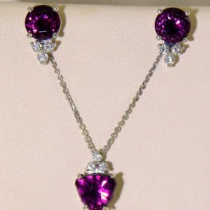 Raspberry Red Rhodolite Pendant Earring Set 2.JPG