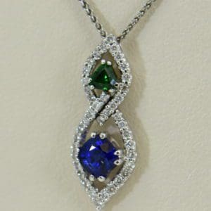 Green Tsavorite Blue Sapphire Pendant with Diamond Accents.JPG