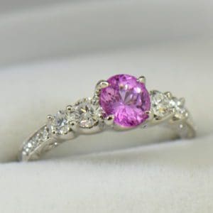 bubblegum pink sapphire engagement ring in white gold with diamonds.JPG