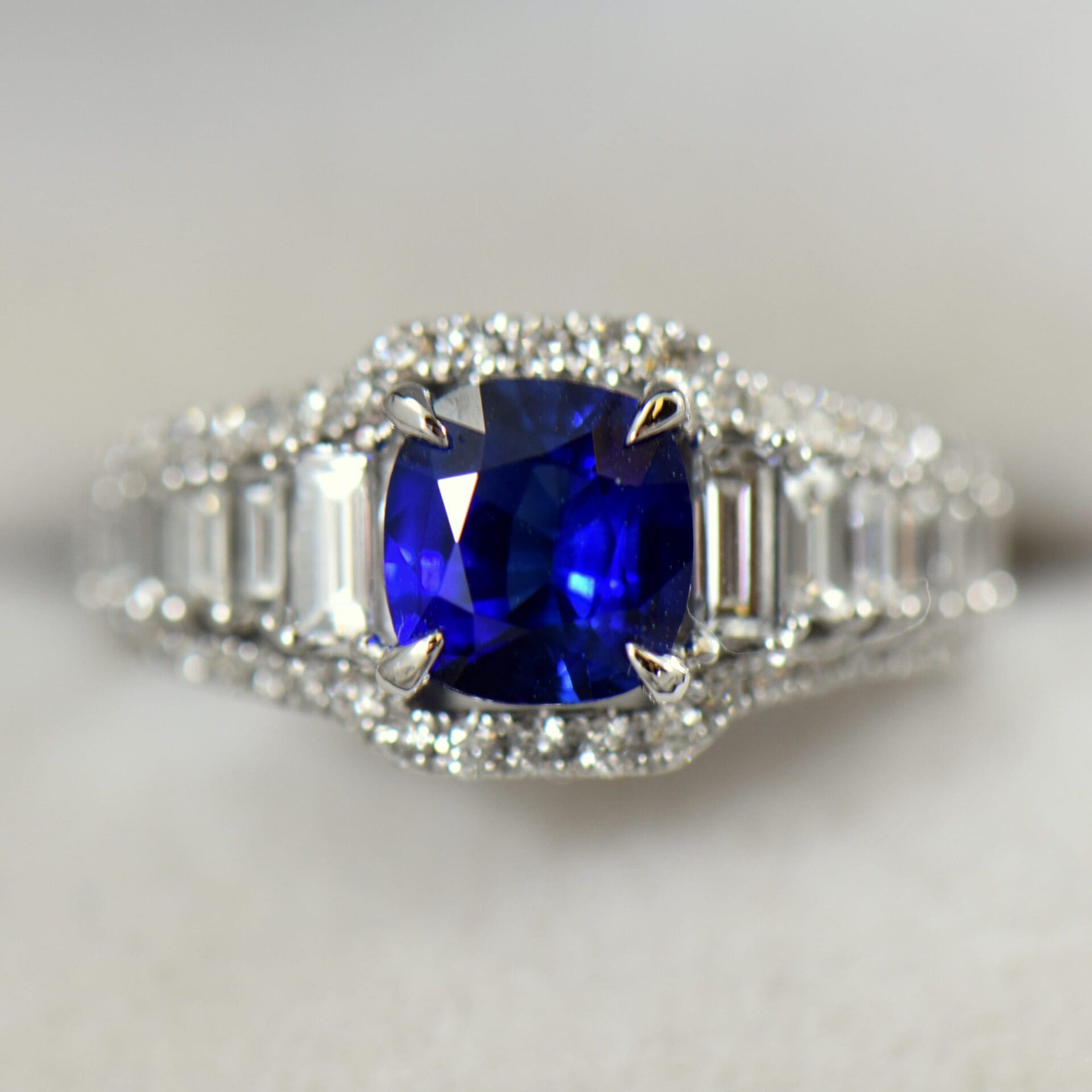 Picture of a Burmese Blue Sapphire and Diamond Ring