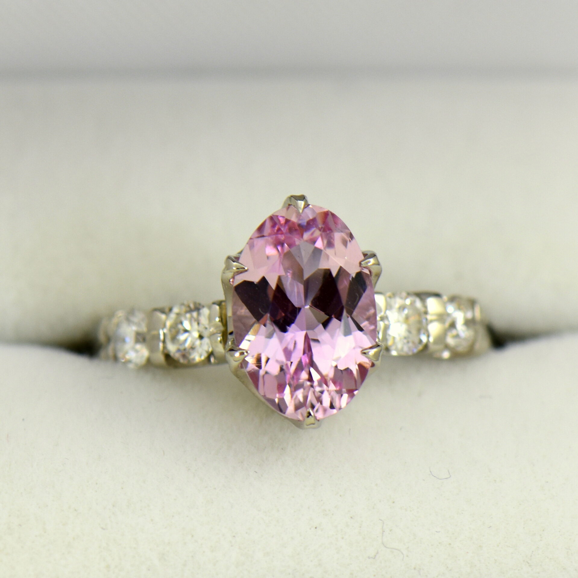 Natural Pink Topaz Diamond Engagement Ring