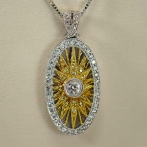 estate yellow diamond star necklace in twotone gold.JPG