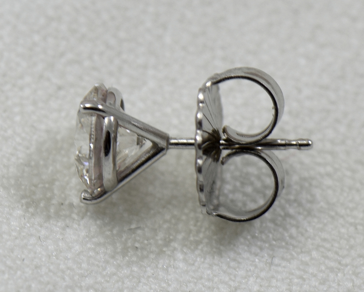1-6 Carat Martini 3 Prong Round Cut Lab Grown Diamond Stud Earrings