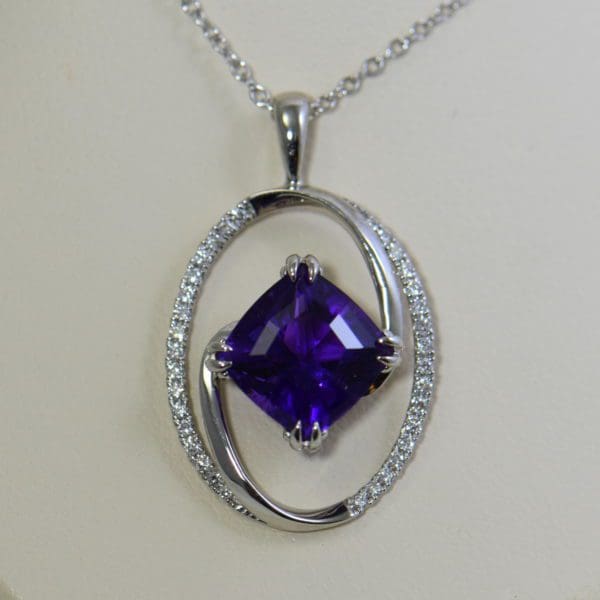 arizona amethyst and diamond swirl pendant in white gold 4