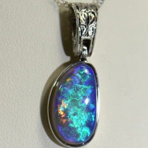 custom white gold pendant with black crystal opal teal violet color 4.JPG