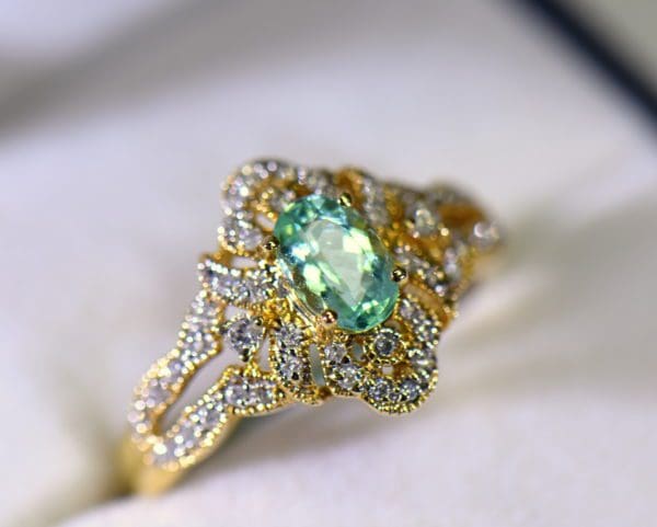 mozambique paraiba tourmaline and diamond filigree ring 2.JPG