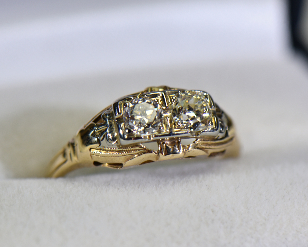 Husar's House of Fine Diamonds. 14kt White Gold Delicate Three Stone Diamond  Engagement Ring