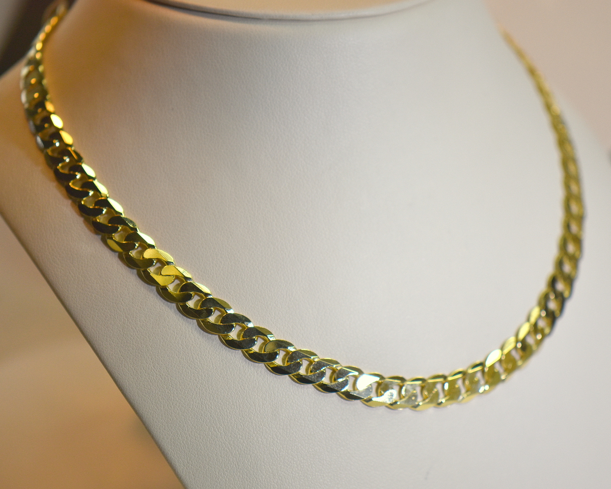 14K Gold Flat Curb Chain 6mm Chain Necklace | eBay