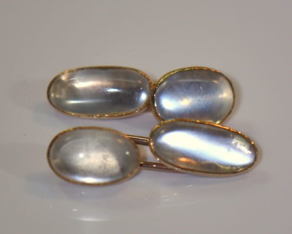 antique moonstone cabochon cufflinks yellow gold bezels.JPG