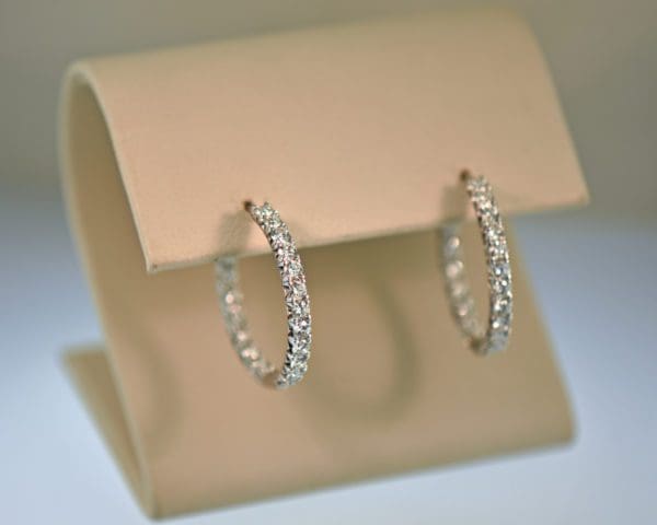 18k white gold inside out diamond hoop earrings 1