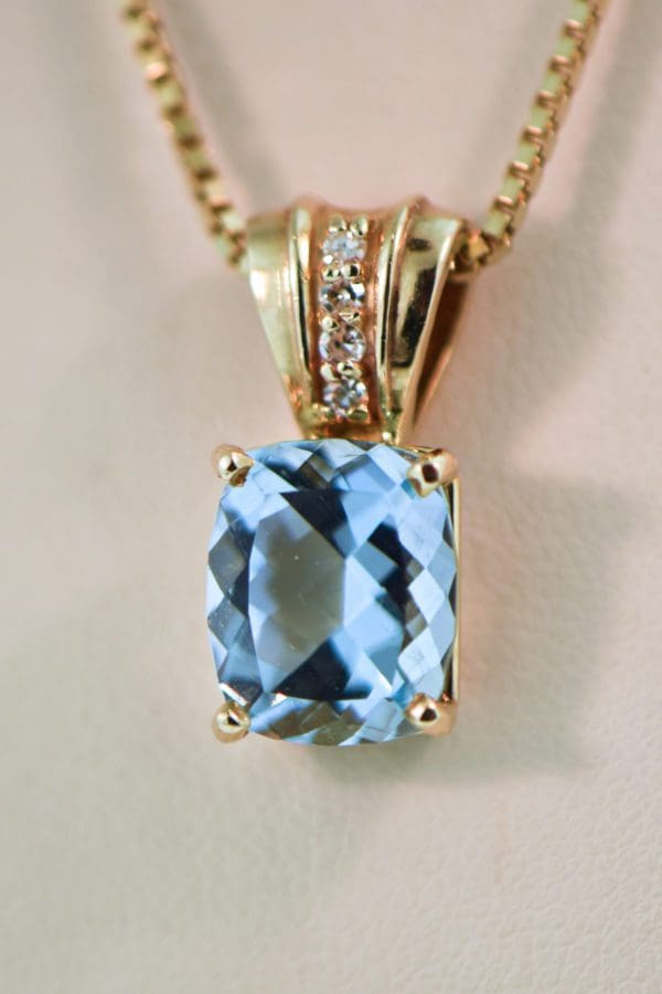 aquamarine and diamond gold pendant with large bail 4