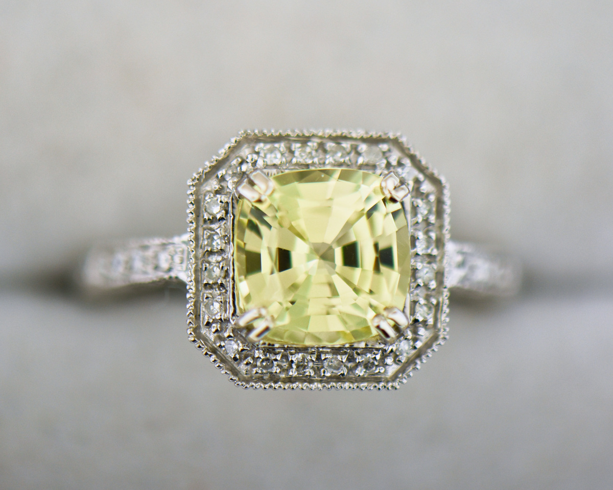 Canary Yellow Sapphire Solid 14 Karat Gold Engagement Ring