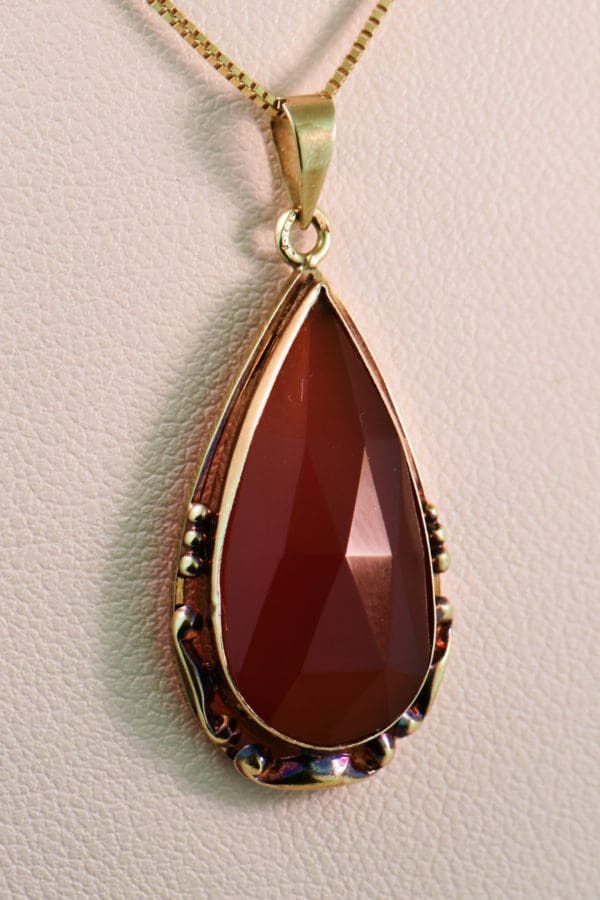 carnelian and gold art deco pendant