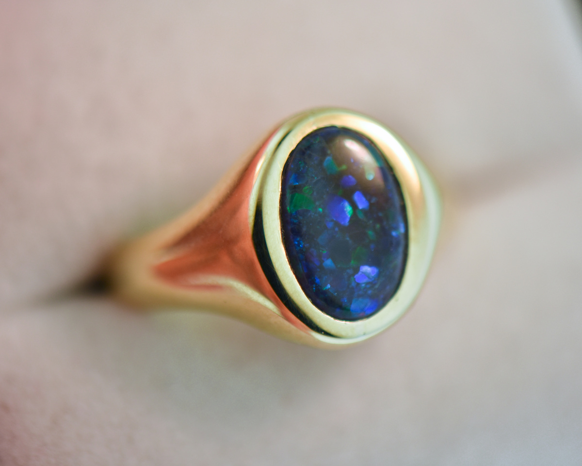 BUMIUSTE Vintage Ring Punk Male Female 14KT Black Gold Ring, Classic Leaf  Blue Opal Wedding Ring, Da…See more BUMIUSTE Vintage Ring Punk Male Female